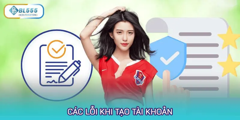 Các lỗi khi tạo tài khoản